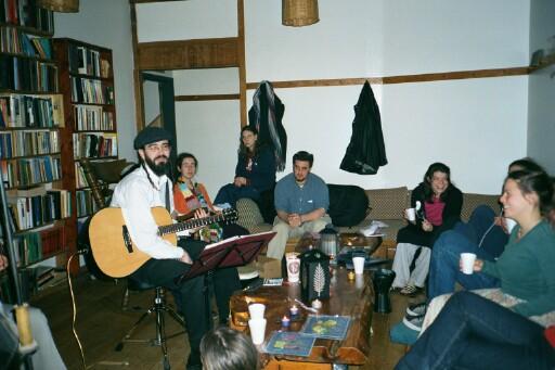 [Rabbi Skaist gets ready to rock]